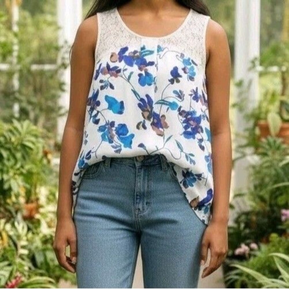 Vtg 90s French Connection Floral Cami Top Sz 6 Romantic Fairycore Feminine Boho